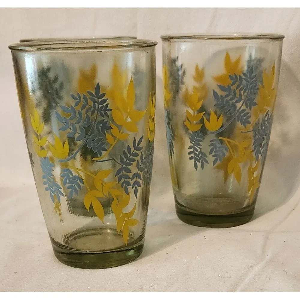 Vintage Drinking Glasses Heavy Set‎ Of 3